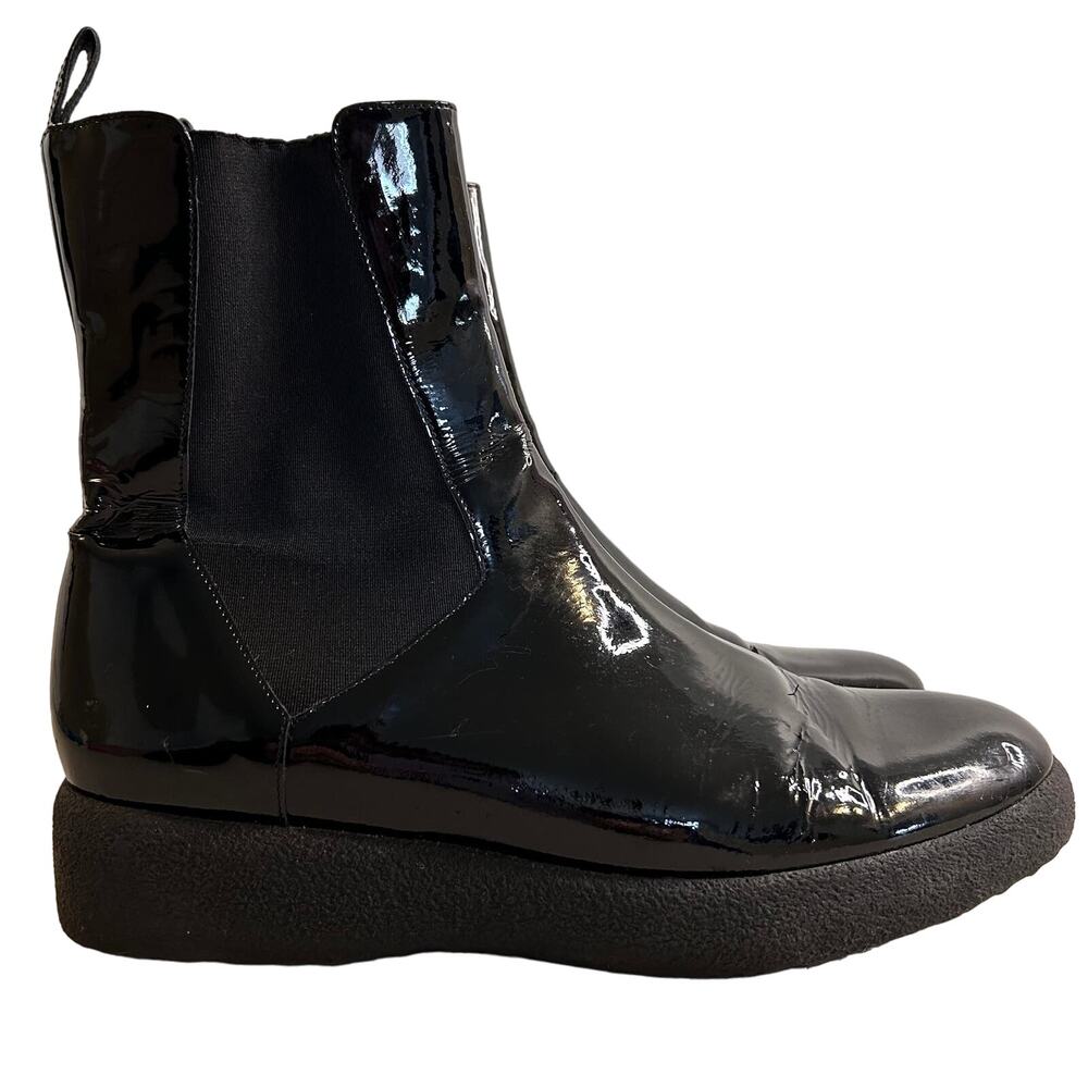 Robert Clergerie Chelsea Patent Leather Boots Paris France Womens 39.5 EU/8.5 US